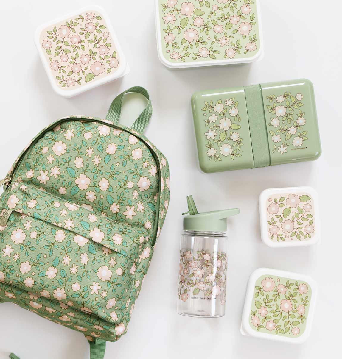 Kids Water Bottle - Blossoms (Sage)