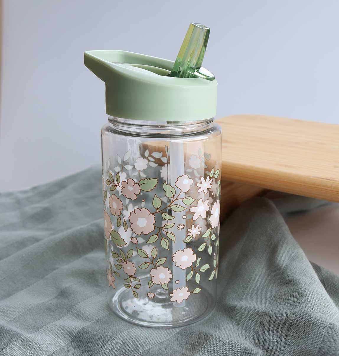 Kids Water Bottle - Blossoms (Sage)