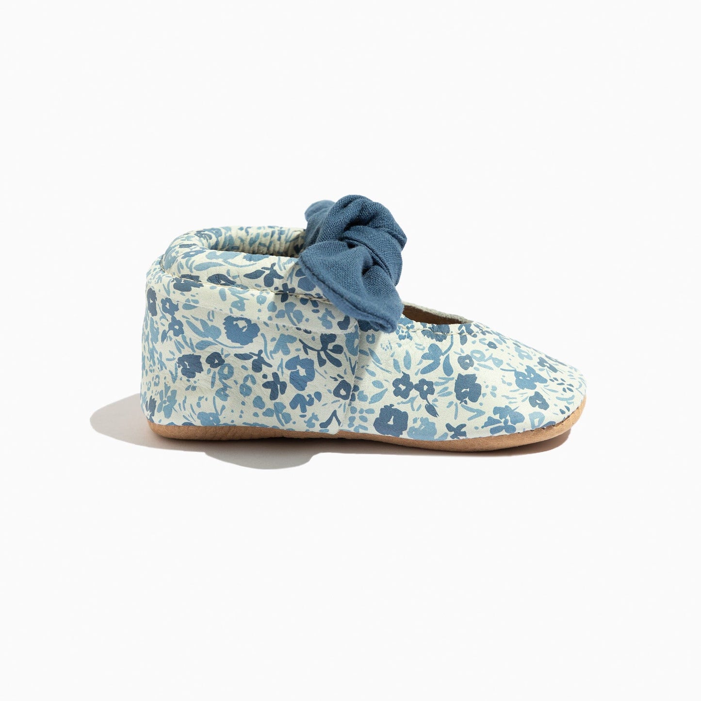 Blue Blooms Knotted Bow Baby Shoe