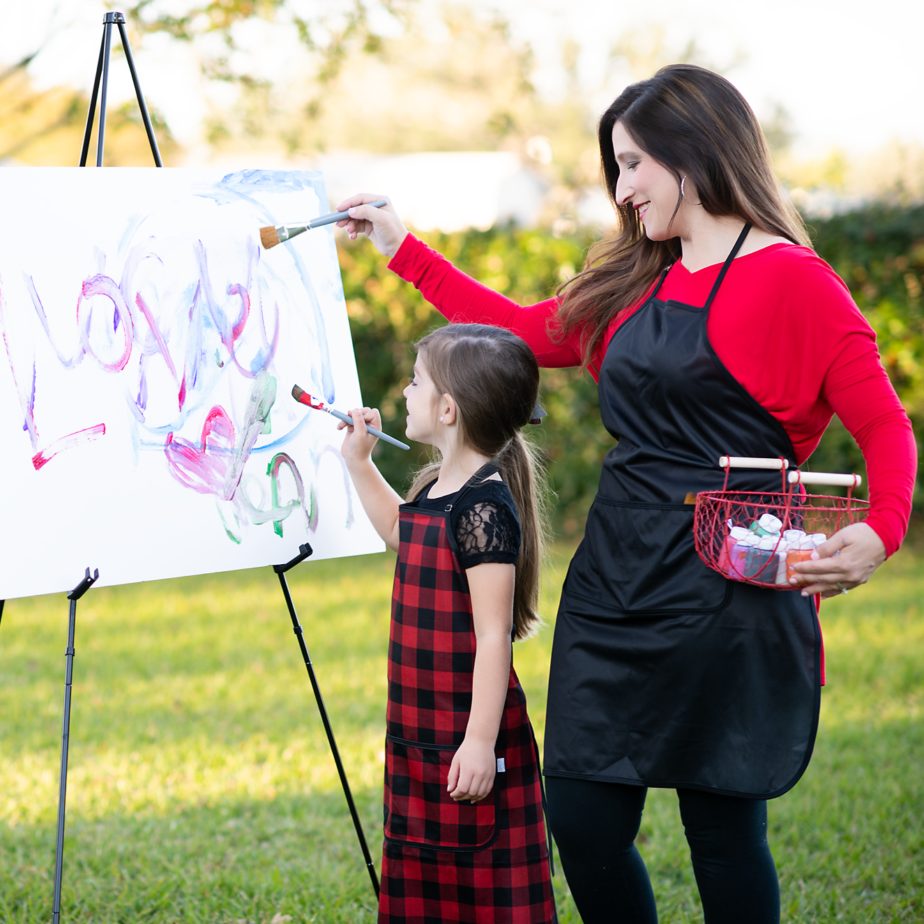 Red Buffalo Plaid Apron - fits sizes youth small through adult 2XL