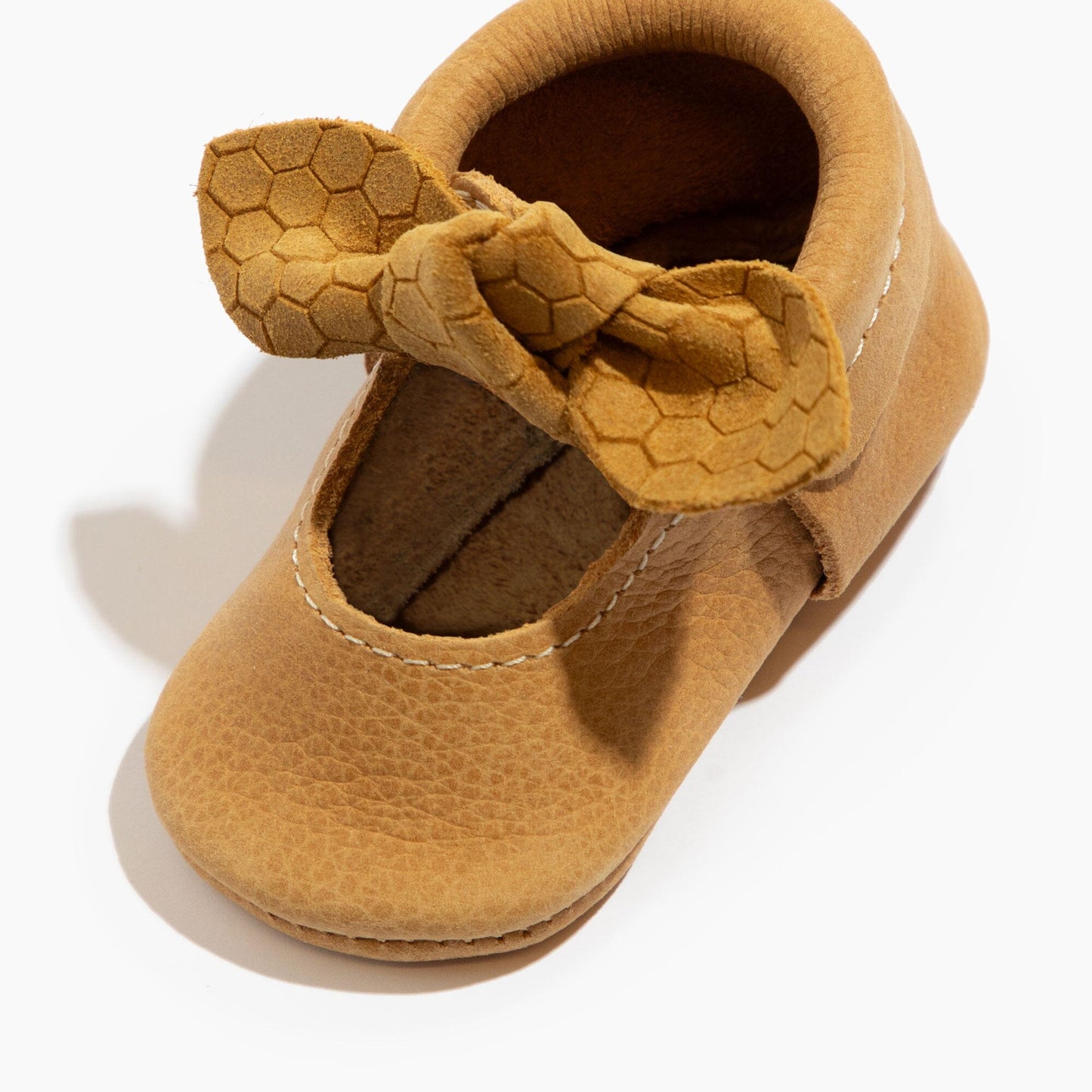 Honeycomb Knotted Bow Baby Shoe