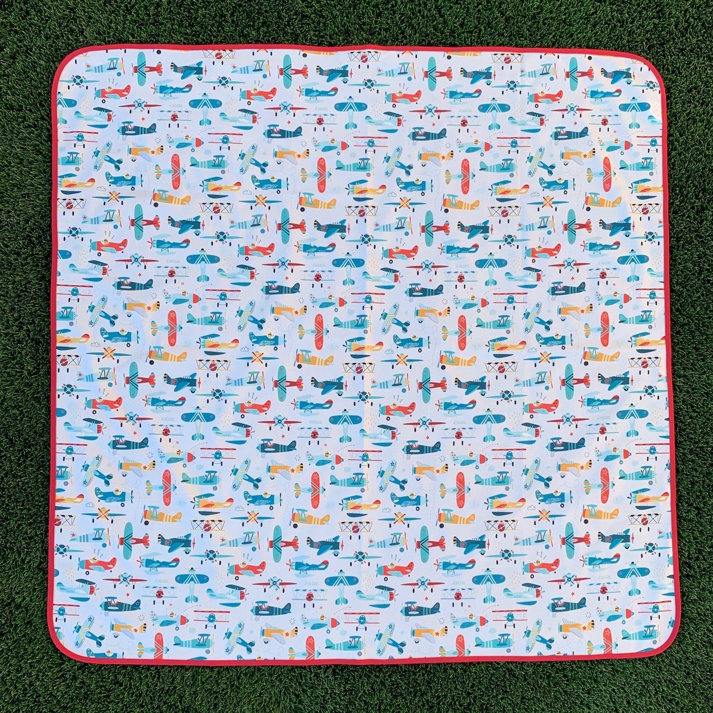 Retro Airplanes Splash Mat - A Waterproof Catch-All for Highchair Spills and More!