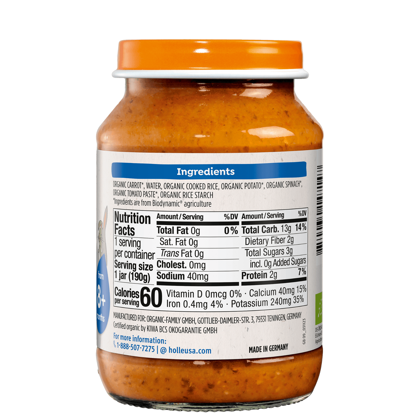 Holle Organic Baby Food Jar - Veggie Risotto - 6 Jars