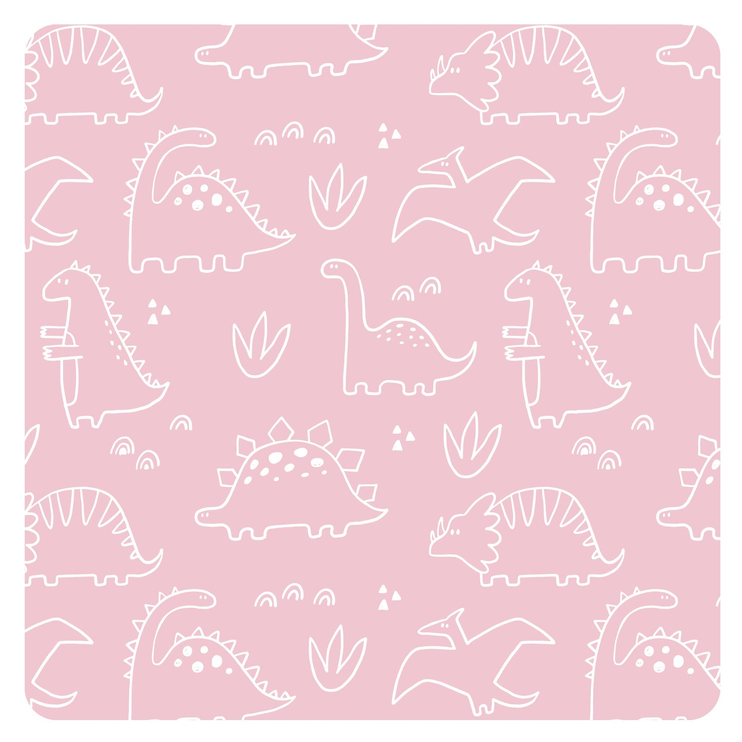Dino Friends - Blush Splash Mat - A Waterproof Catch-All for Highchair Spills and More!