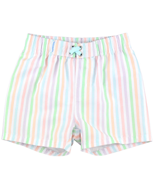 Boys Pastel Rainbow Stripe Swim Trunks