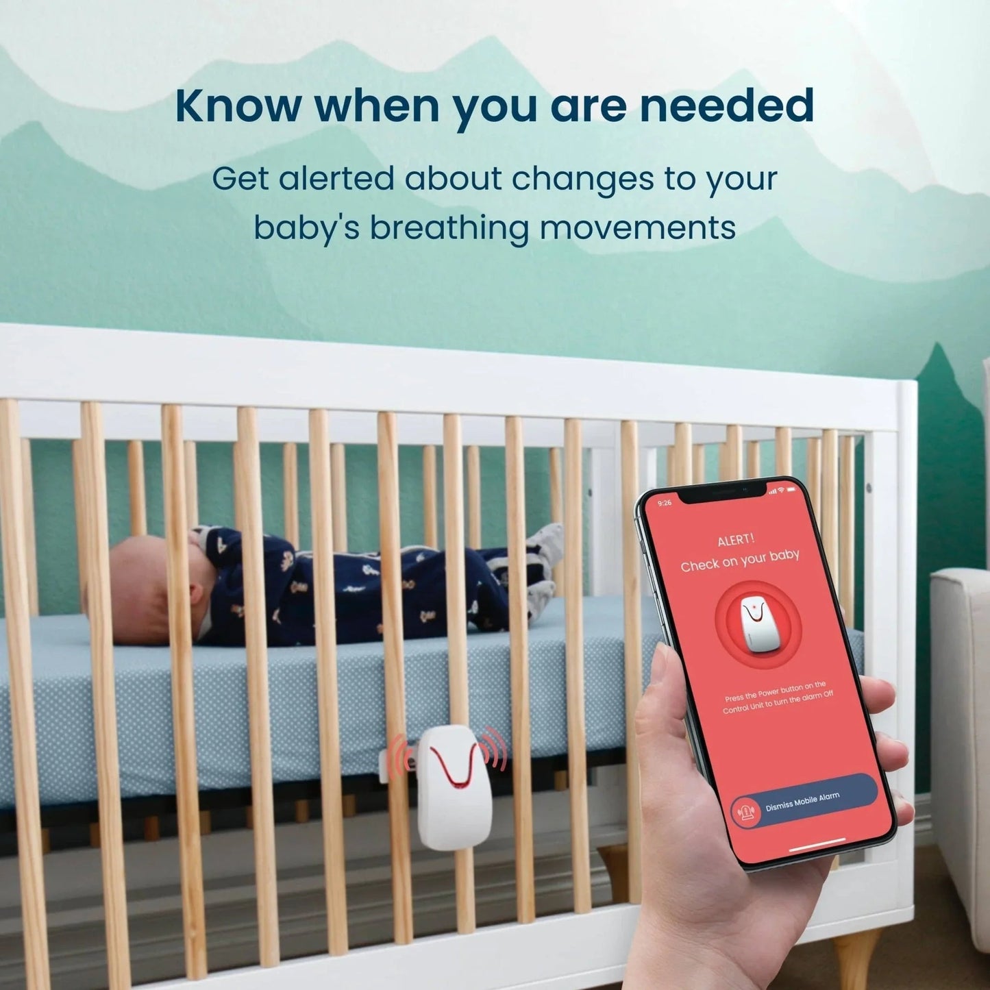 Babysense Safe Sleep Smart Nursery: Video Baby Monitor, Breathing Motion with Safety Alerts, Night Light & Sound Machine