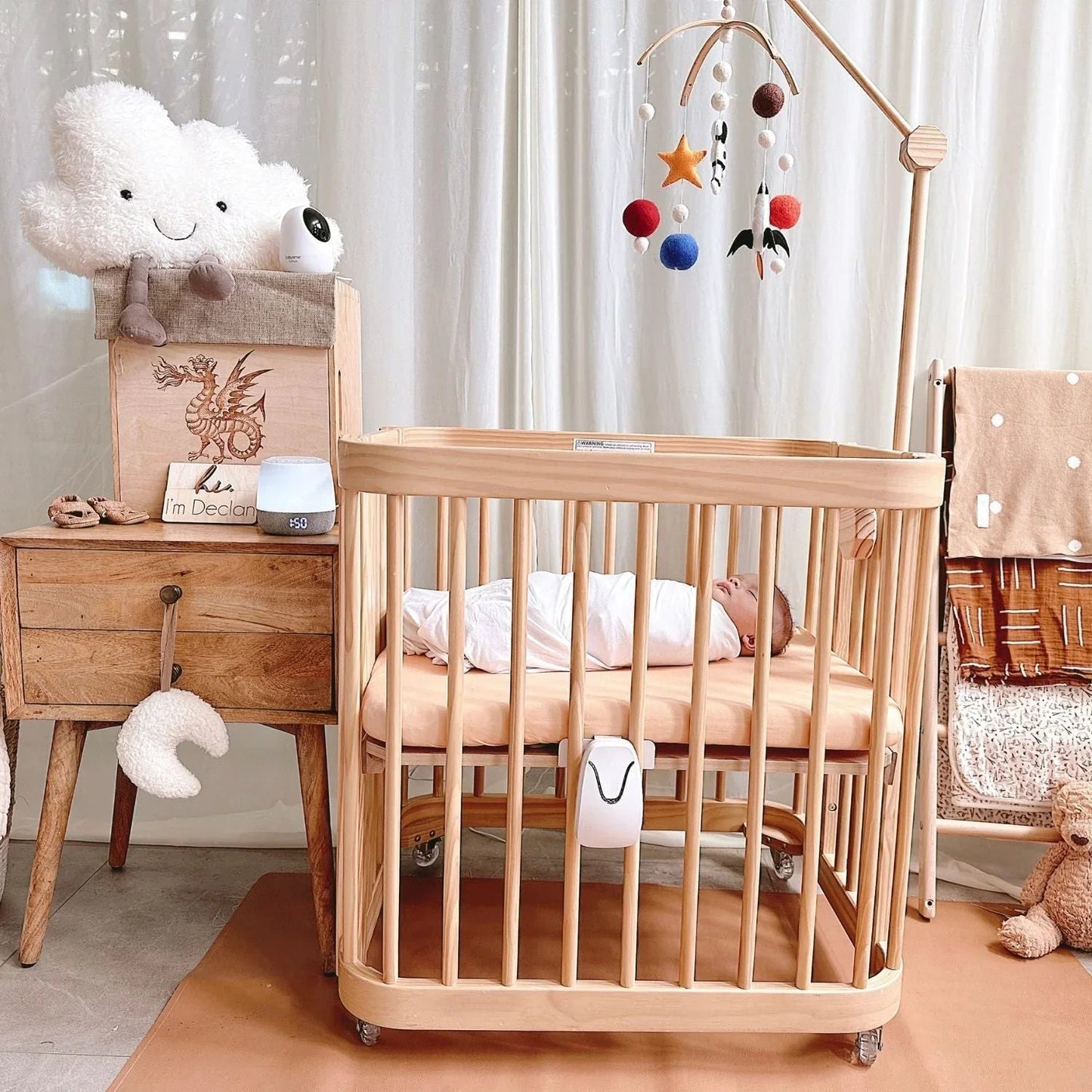 Babysense Safe Sleep Smart Nursery: Video Baby Monitor, Breathing Motion with Safety Alerts, Night Light & Sound Machine