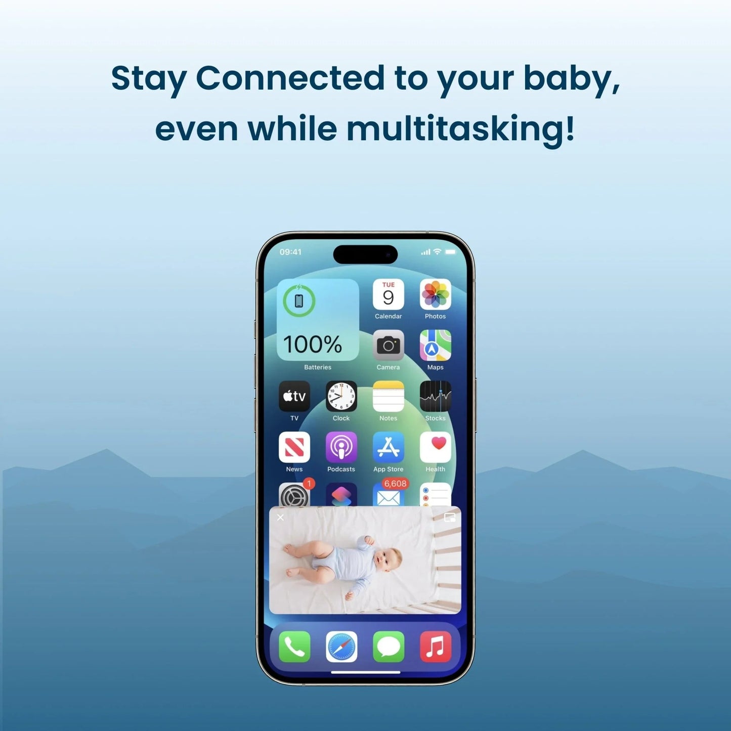 Babysense Safe Sleep Smart Nursery: Video Baby Monitor, Breathing Motion with Safety Alerts, Night Light & Sound Machine