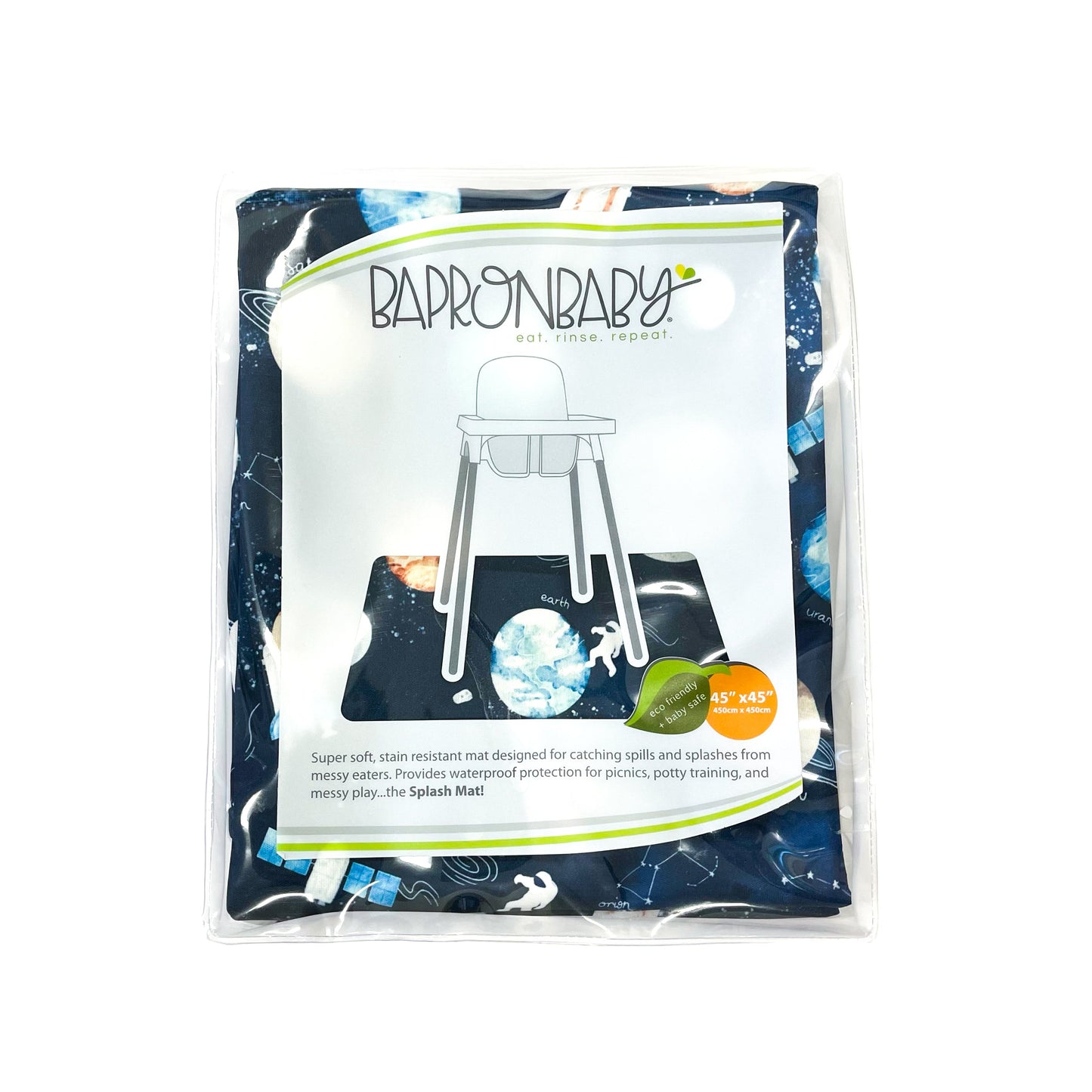 Outer Space Splash Mat - A Waterproof Catch-All for Highchair Spills and More!