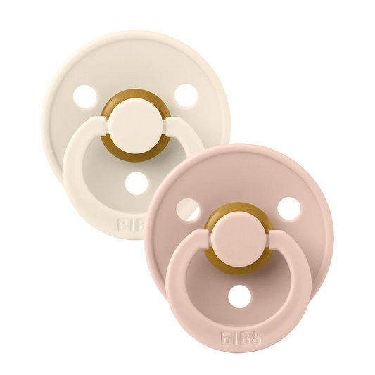 Our Colour pacifier is the original BIBS pacifier and has been on the market for over 40 years. It has the signature round BIBS shield with three vent holes and rou