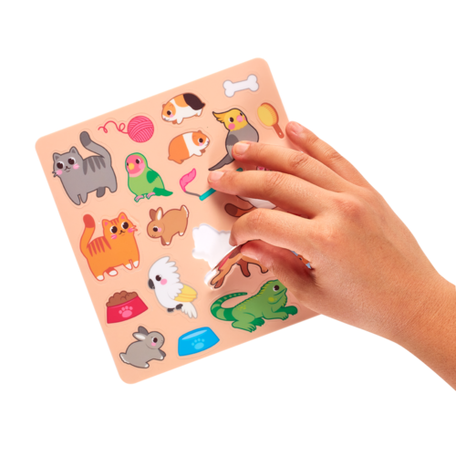 Whether you are traveling or in need of stay at home kids activities; this reusable sticker and activity book does it all. Imagine playing with cute cuddly pets with