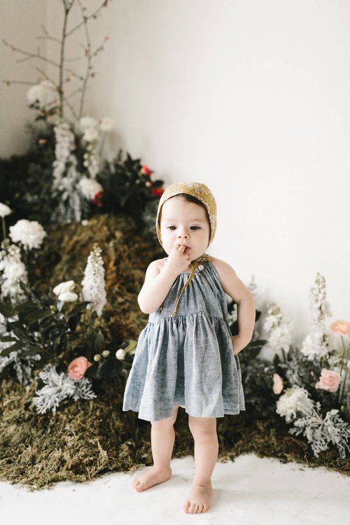 The perfect crown of posies, Buttercup is a perennial favorite.
Why you'll love our brimless bonnets:
* Classic bonnet silhouette that sweetly frames your baby’s