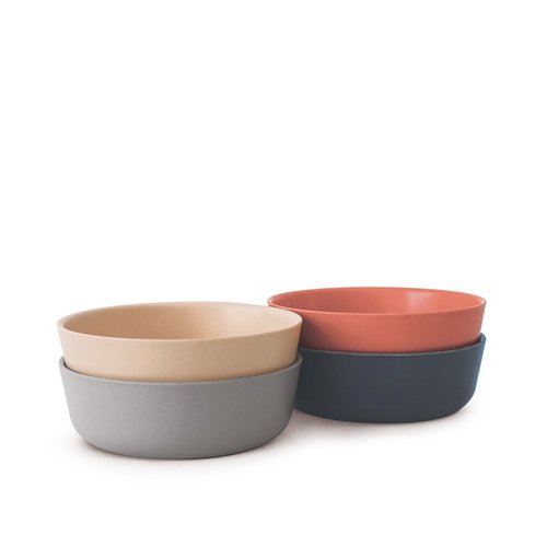 Our children's bamboo fibre bowl set features (4) bowls in a Scandi-inspired range of colors so delicious that they’ve earned a place at the grown-ups’ table! These