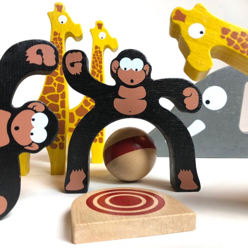 A "wild" take on bowling, the Safari Bowl game by Begin Again is action packed with a variety of ways to play. Roll a few frames of "Giraffe Bowling," see if you can