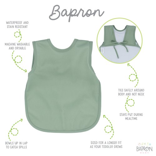 This best-selling “Bapron”, also known as a bib-apron hybrid, full-coverage bib, smock, or apron, is designed for comfort and safety. Because of their comfortable,