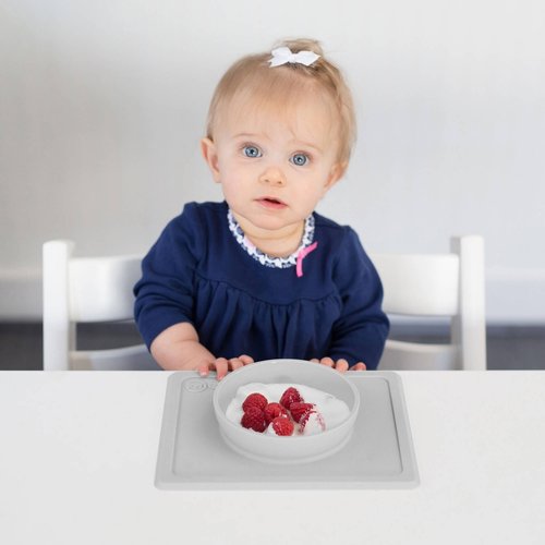The ezpz Mini Bowl is a smaller version of the Happy Bowl, and it is designed for infants and toddlers. The suction feature of the Mini Bowl helps little ones to