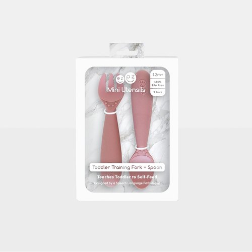 Learning to self-feed is an important developmental milestone, and the ezpz Mini Utensils are designed to help toddler learn how to eat with a spoon (scooping) and