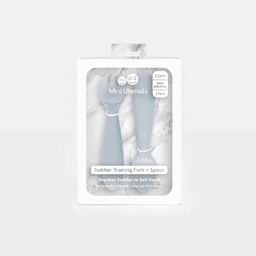 Learning to self-feed is an important developmental milestone, and the ezpz Mini Utensils are designed to help toddler learn how to eat with a spoon (scooping) and