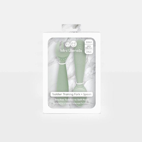 Learning to self-feed is an important developmental milestone, and the ezpz Mini Utensils are designed to help toddler learn how to eat with a spoon (scooping) an