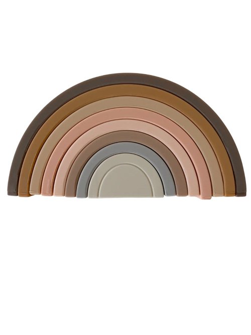 The Silicone Rainbow Teething Stacker is the ultimate multi-purpose toy. Teething + Play! Your baby will quickly discover how the stacking arches make the best sooth