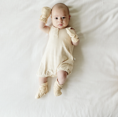 The Goumi piece everyone’s been asking for. Our romper is the coziest day wear for your babes. Perfect for warm weather play and cozy enough for sleep. Plus it looks