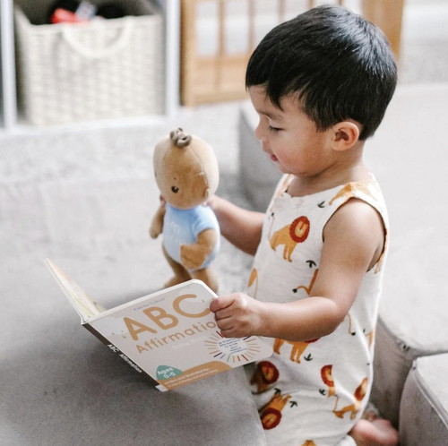 The ABC Affirmation Baby Book (6" x 6” board book) includes 26 positive affirmations to build babies' confidence. This book is illustrated to mirror different skin