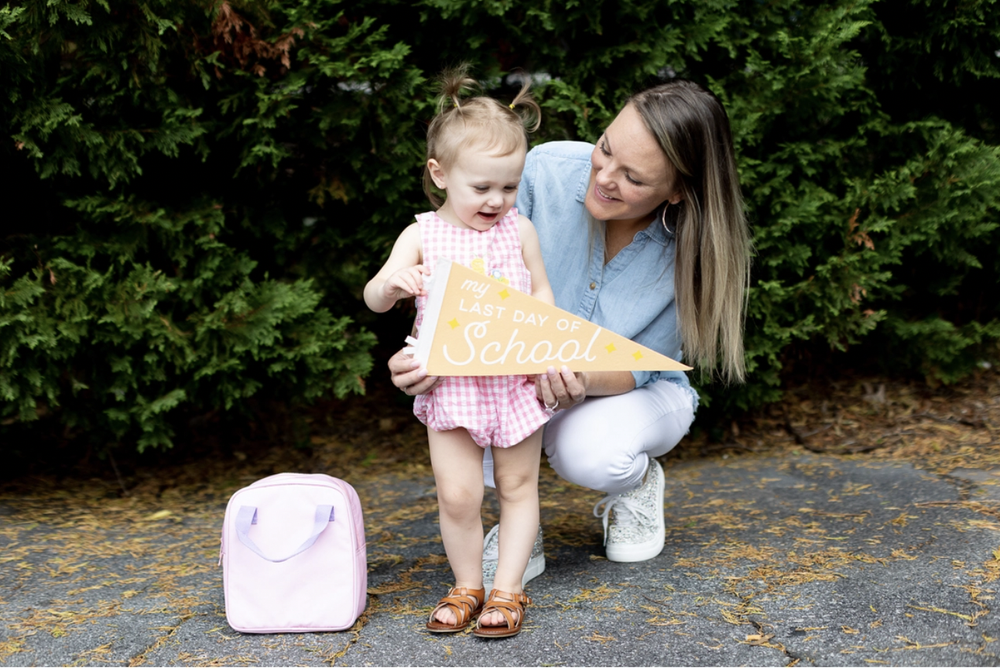 • Celebrate the first day of a new grade the last day before summer vacation year after year by posing with these adorable and gender-neutral photo props pennant fla