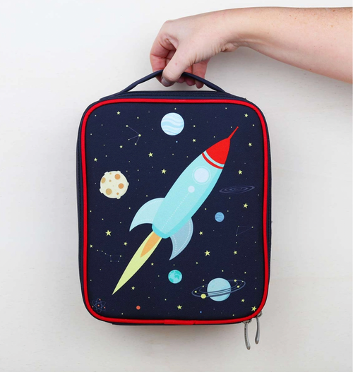 This fun cool bag is made of a sturdy lightweight material. It has a large insulated compartment with a zipper which keeps snacks and drinks cool and fresh. The bag