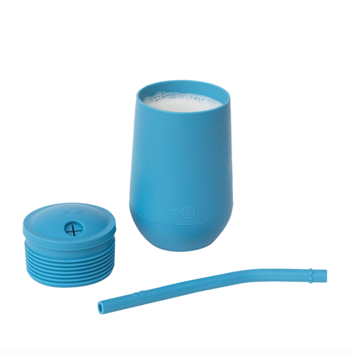 Learning to drink from a straw is an important developmental milestone that develops lip rounding and promotes speech development. The ezpz Happy Cup + Straw System