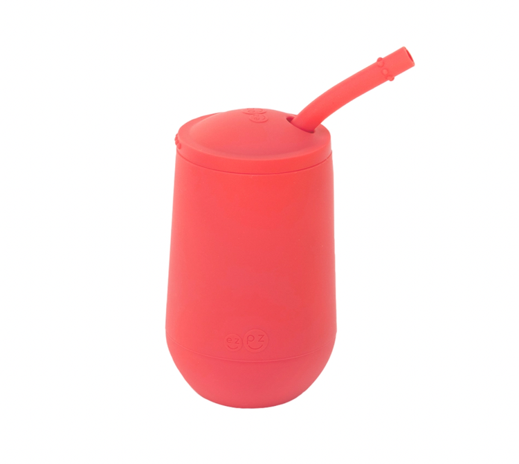 Learning to drink from a straw is an important developmental milestone that develops lip rounding and promotes speech development. The ezpz Happy Cup + Straw System