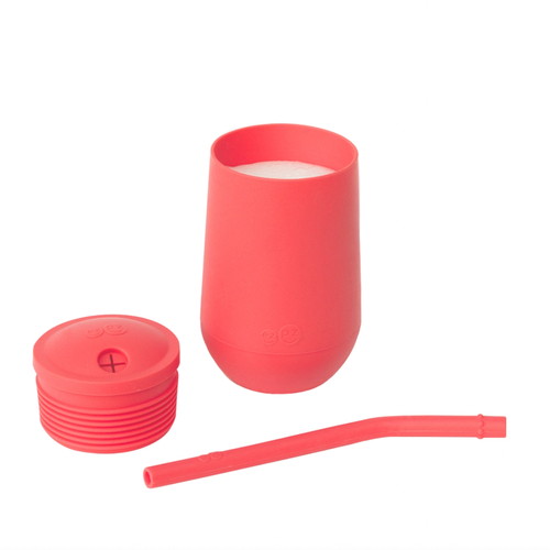 Learning to drink from a straw is an important developmental milestone that develops lip rounding and promotes speech development. The ezpz Happy Cup + Straw System