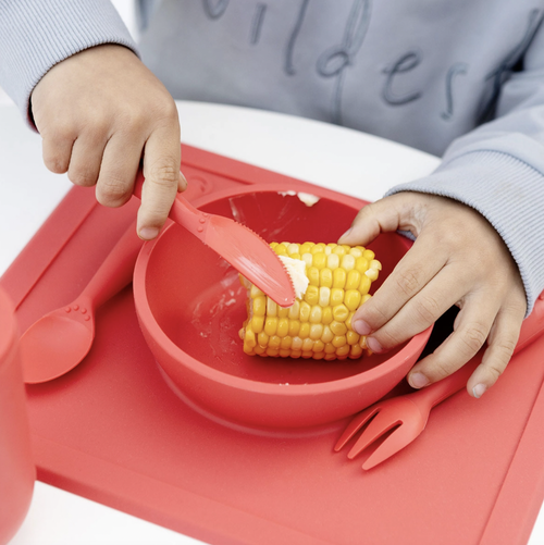 Learning self-feeding skills with utensils is an important developmental milestone. The ezpz Happy Utensils are designed to help older toddlers / prescho