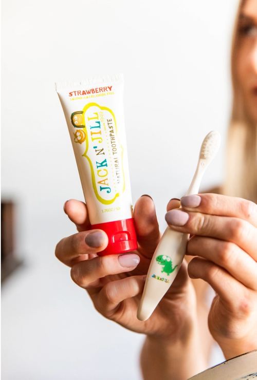 Safe. Fun. Yum! This Jack N' Jill Toothpaste in Strawberry flavour makes tooth brushing fun for kids, with a delicious Certified Organic fruity flavouring. Natural