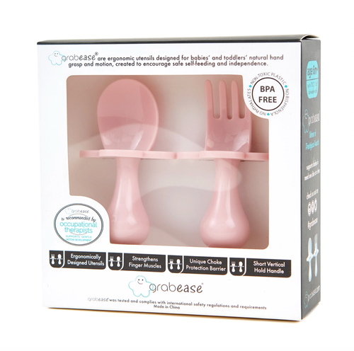 Grabease utensils are one of the safest ways for babies to start self feeding. Our individual sets come with one pair of utensils. Comes with spoon and for