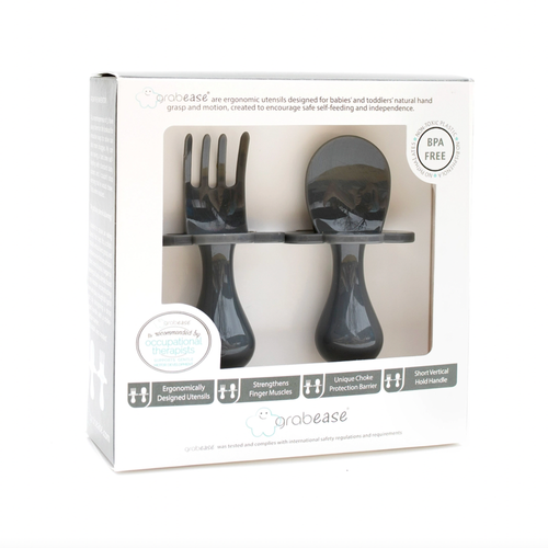 Grabease utensils are one of the safest ways for babies to start self feeding. Our individual sets come with one pair of utensils. Comes with spoon and for