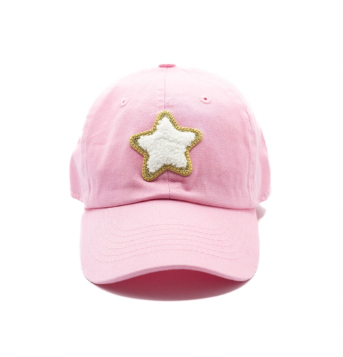Toddler Size (1-4 Years): 21”
Denim hat with sewn-on terry star. Adjustable back with metal closure.