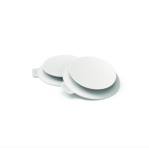 Made with non-toxic, food-grade silicone, this suction base set of two helps protect our kid's bamboo fiber dishware from falls & drops. For use, firmly stuck