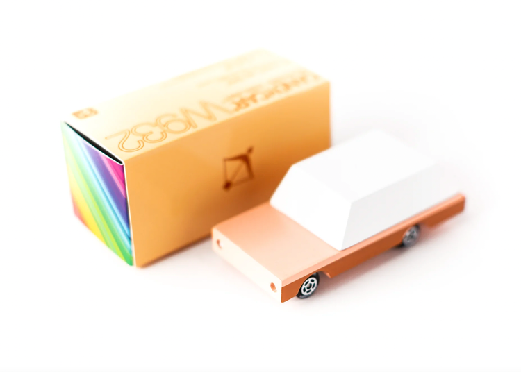 Peachy and pink, The Dart a sweet little addition to our Candycar line. Everything is just peachy keen with The Dart.
Materials & Info: Solid Beech wood, water-b
