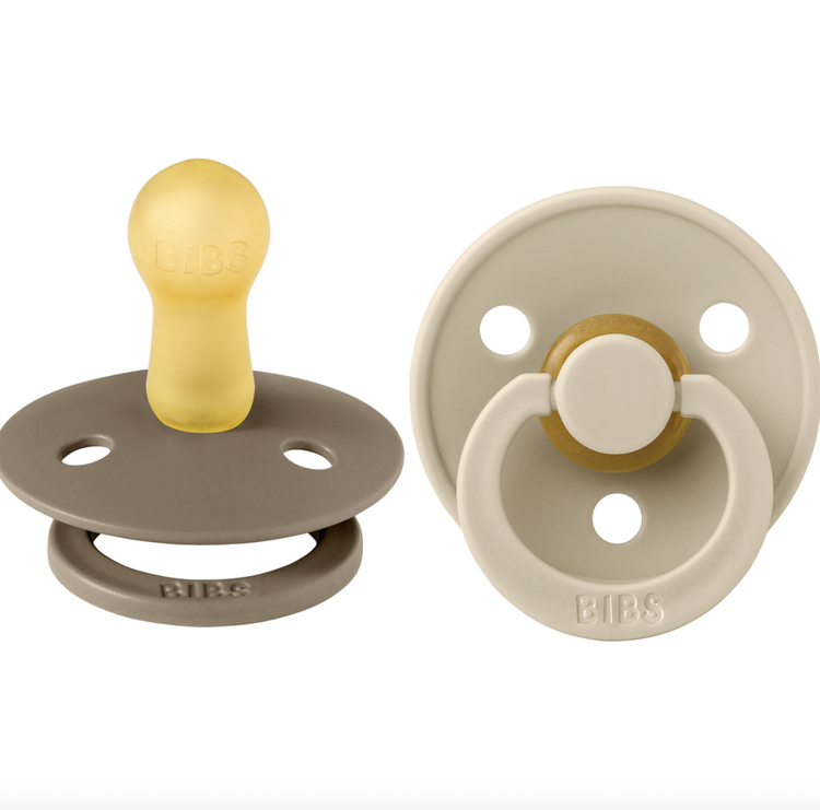 Our Colour pacifier is the original BIBS pacifier and has been on the market for over 40 years. It has the signature round BIBS shield with three vent holes and rou