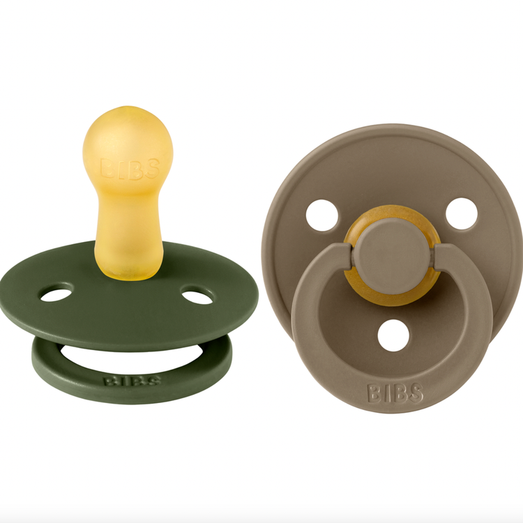 Our Colour pacifier is the original BIBS pacifier and has been on the market for over 40 years. It has the signature round BIBS shield with three vent holes and rou