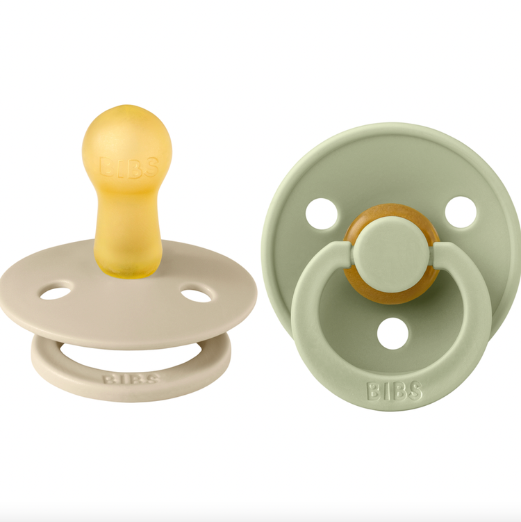 Our Colour pacifier is the original BIBS pacifier and has been on the market for over 40 years. It has the signature round BIBS shield with three vent holes and roun
