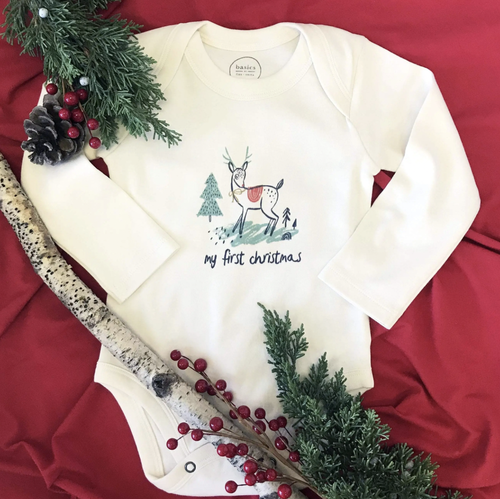 We've got the perfect bodysuit for baby's first Christmas! Your little dear will be the cutest kid in town in this adorable bodysuit. It's great for a visit to gran