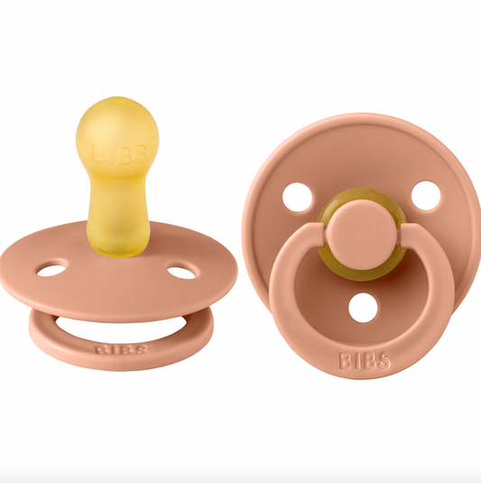 Our Colour pacifier is the original BIBS pacifier and has been on the market for over 40 years. It has the signature round BIBS shield with three vent holes and rou
