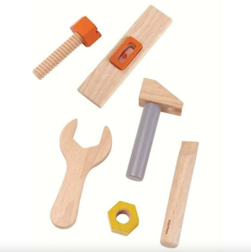 Discover the joys of fixing and creating projects with our Tool Belt! The tools include a hammer, a wrench, a screwdriver and a level. Kids can practice using these
