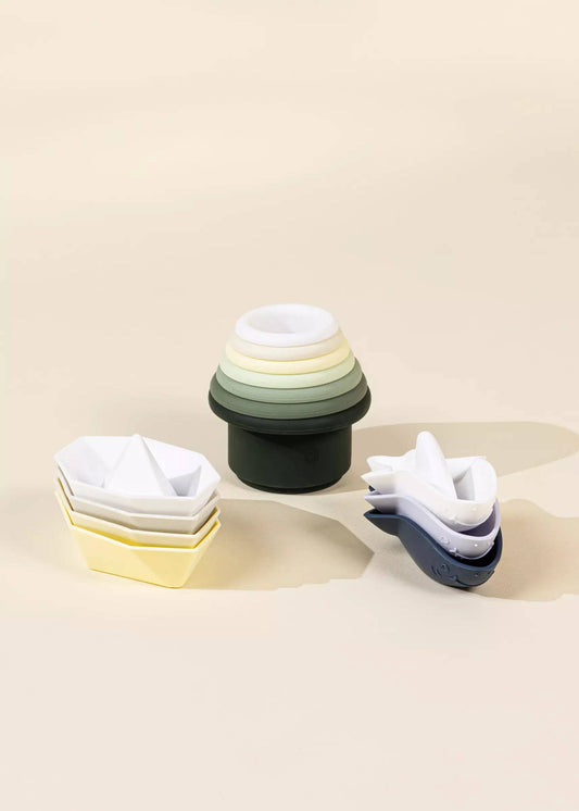 3 Sets of Silicone Stackable Bath Toys (14 pcs)