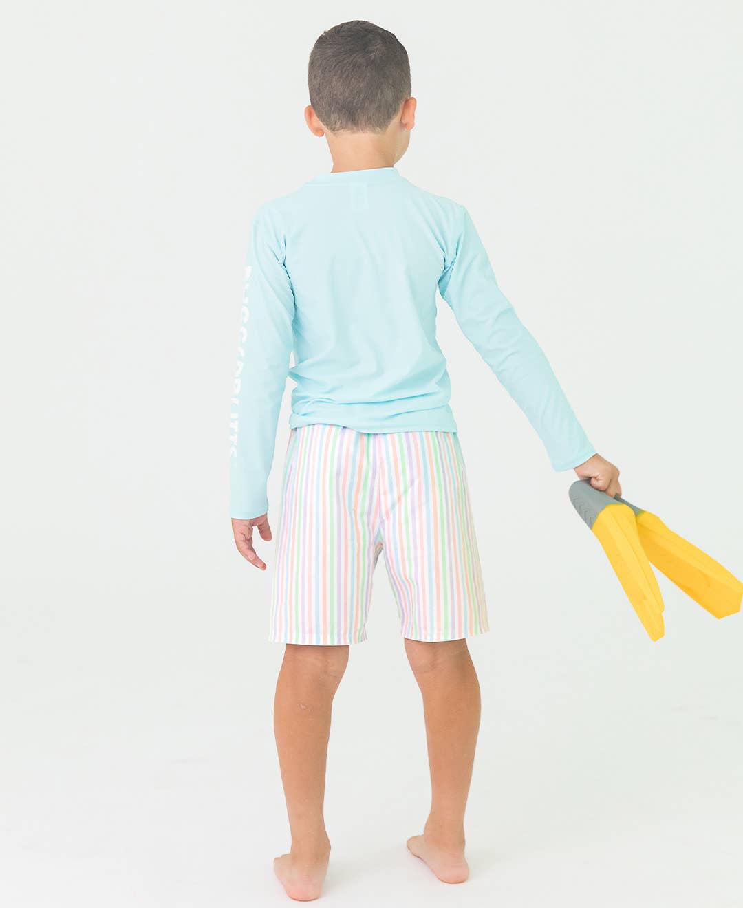 Boys Pastel Rainbow Stripe Swim Trunks