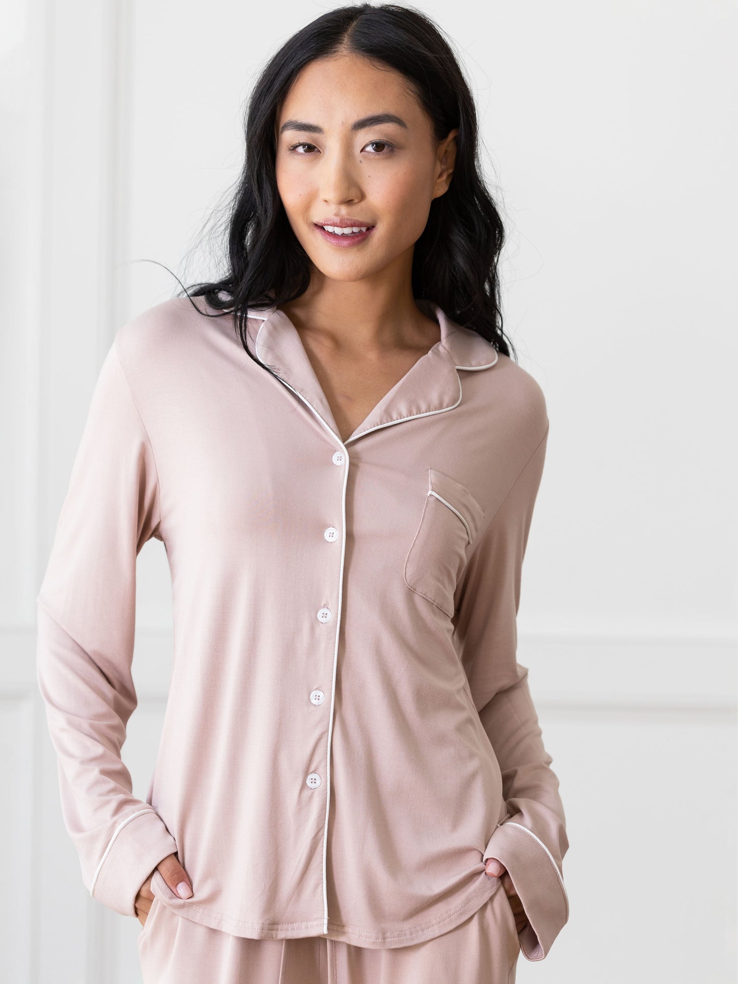 Women's Bamboo Stretch-Knit Long Sleeve Pajama Set PETITE - Last Chance