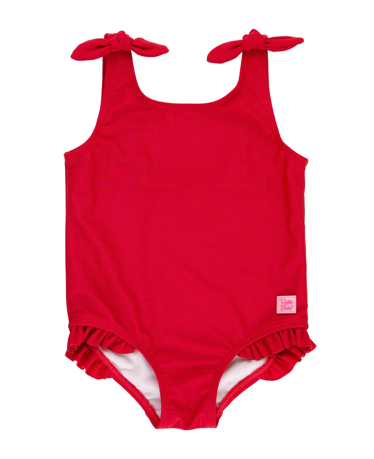 Girls True Red Tie Shoulder One Piece Swimsuit - Red