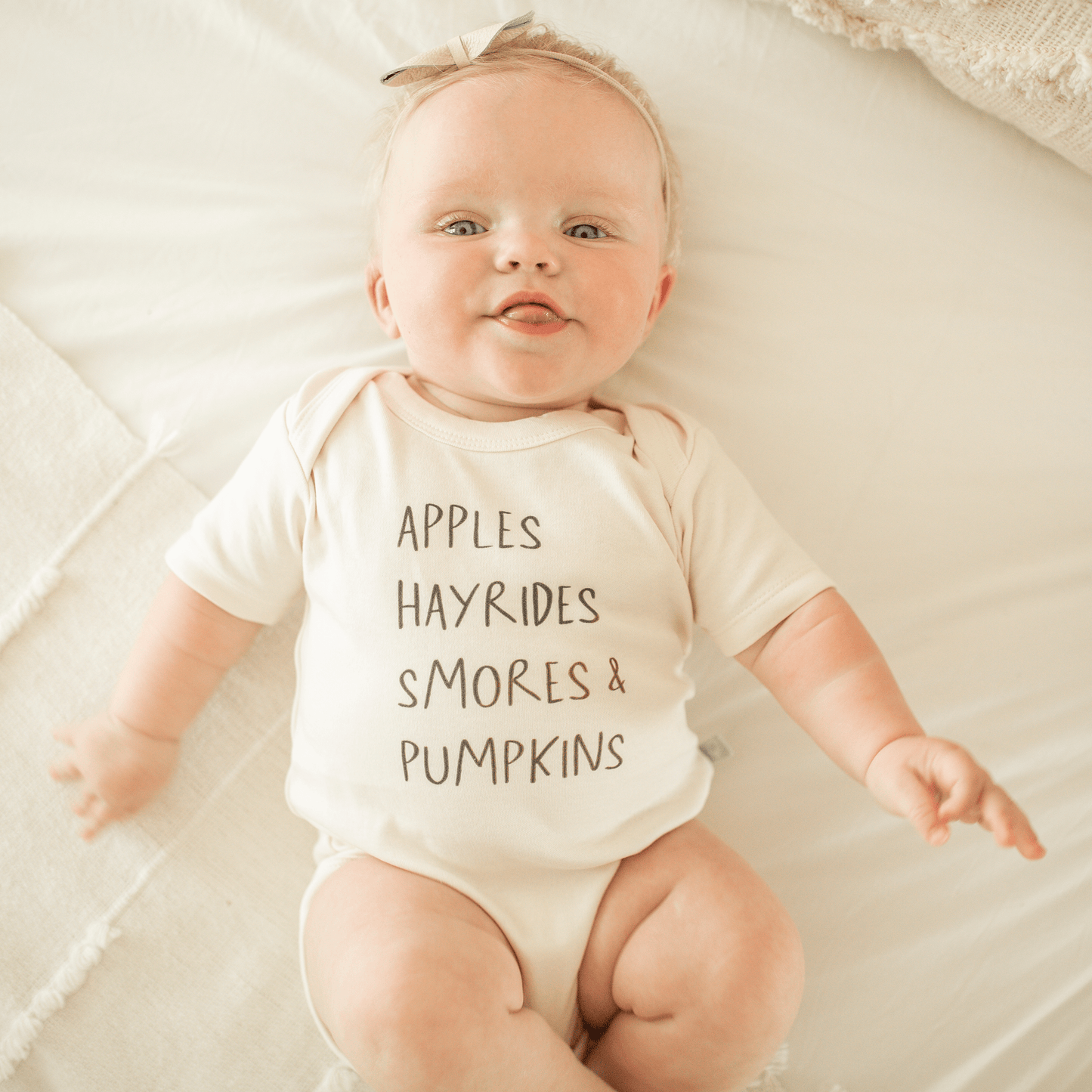 graphic bodysuit | apples hayrides smores