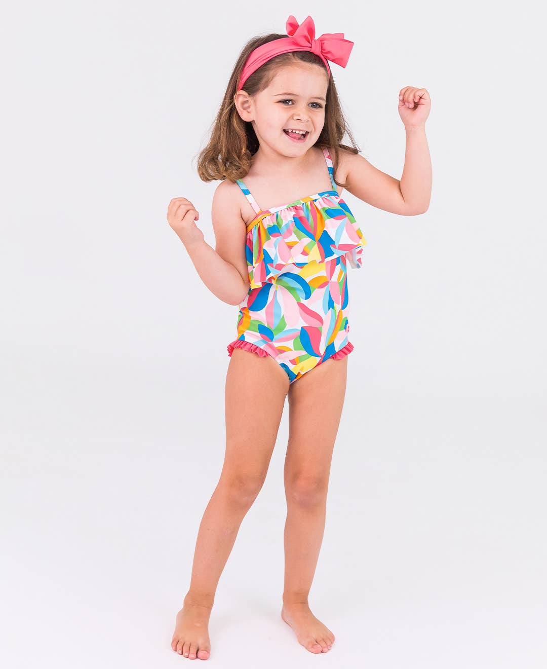 Girls Tropical Adventure Single Ruffle One Piece Swimsuit